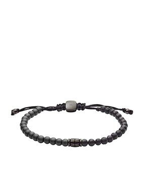 Black Beaded Bracelet Mens Adjustable Lava Stone Hematite Steel Bracelet